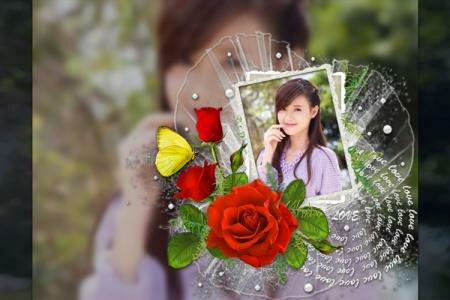 Ghép khung ảnh hoa hồng love
