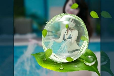 Ghép quả cầu nước trên lá