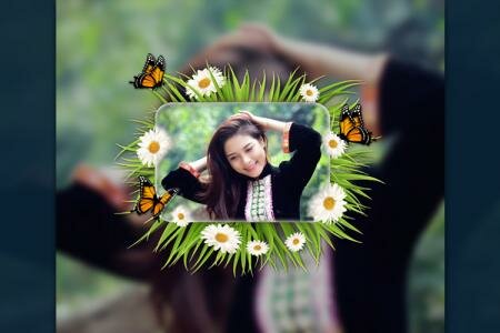 Ghép khung ảnh cỏ hoa bướm