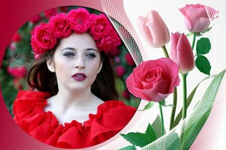 Khung ảnh tròn hoa hồng